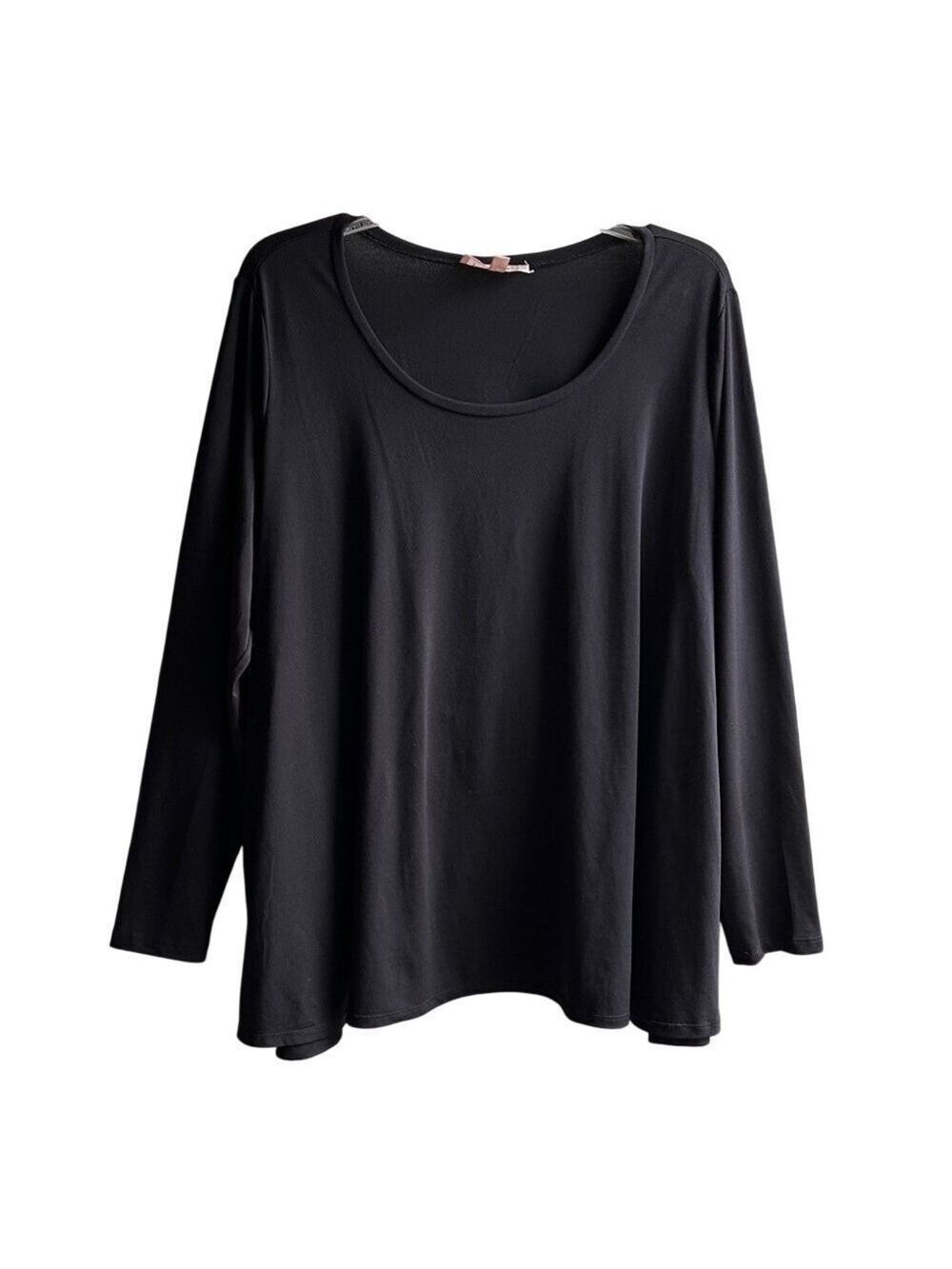 Philosophy Woman Black Crew Neck Long Sleeve Swing Top with Zipper Sides 1X